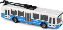 Trolebús azul de transporte público con volante de inercia, 16 cm