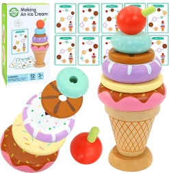 WOOPIE GREEN Juguete de madera para apilar helados Montessori 12 piezas FSC