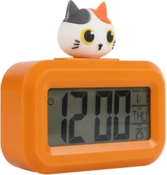 Despertador naranja con gatito