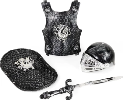 Juego de caballero con casco y armadura