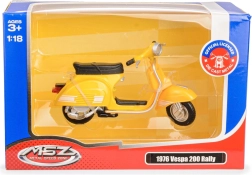 Modelo metálico de scooter Vespa 200 Rally 1976 1:18 amarillo