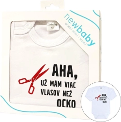 Body infantil con estampado New Baby "Más pelo que papá", en caja de regalo