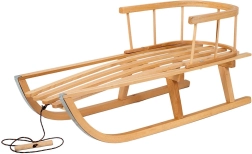 Trineo infantil de madera con respaldo y cuerda de arrastre 90 cm BAYO