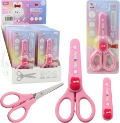 Tijeras escolares con funda protectora Conejito rosa 14 cm