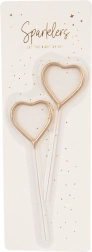 Bengalas doradas con forma de corazón 16,5 cm (2 uds)