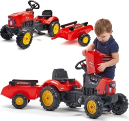 Tractor infantil a pedales FALK Red Supercharger con remolque desmontable