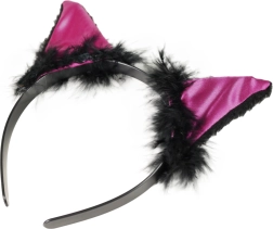 Diadema de carnaval de gata con orejas y pluma