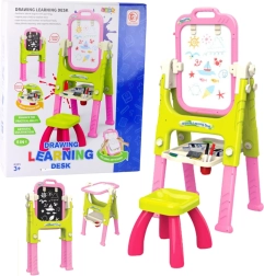 Pizarra 5 en 1 con silla multifuncional rosa