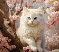 Norimpex pintura con diamantes Gato blanco en un árbol 30 × 40 cm