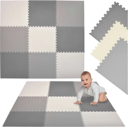 Alfombra de puzzle de espuma Humbi XXL 180 × 180 cm gris-crema