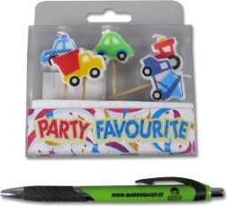 Velas decorativas con forma de cochecitos de colores