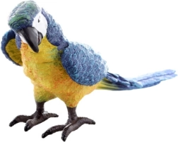 Figura realista de guacamayo azul y amarillo – decoración/juguete de plástico