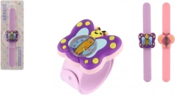 Reloj infantil autoajustable con mariposa, de silicona, 22 cm