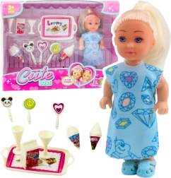 Set Mini muñeca Accesorios dulces Vestido azul