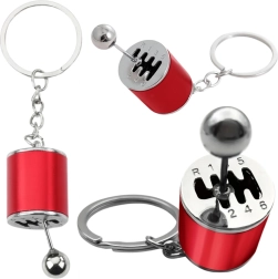 Llavero metálico con forma de transmisión manual – rojo