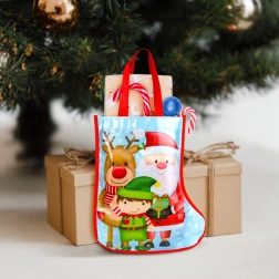 Bolsa de regalo navideña azul con forma de bota, 33 cm