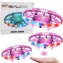 Minidrón UFO con control manual y luces LED – rosa