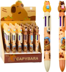 Bolígrafo largo multicolor de capibara con taza