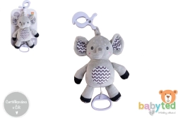 Elefante de peluche con mecanismo musical de cuerda y clip 30 cm