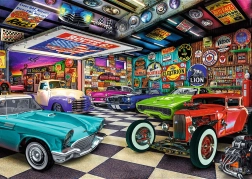 Trefl Puzzle Premium Plus Tea Time: garaje del coleccionista de coches 1000 piezas