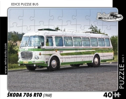 Puzzle retro de coches autobús Škoda 706 RTO 40 piezas