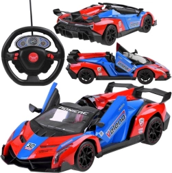 Coche deportivo RC con puertas abatibles y mando con volante 27 MHz
