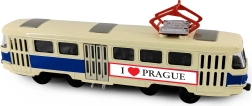 Tranvía retro metálico PRAGUE T3 de 16 cm con puertas abatibles