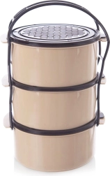 Fiambrera porta-comidas de plástico de tres niveles 3 × 1,5 l