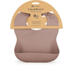 Babero de silicona Petite&Mars Take&Match velvet latte 6m+
