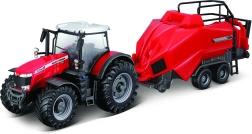 Modelo de tractor Massey Ferguson 8740S con empacadora
