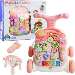 Andador educativo con panel interactivo 5 en 1 rosa