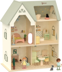 Casa de muñecas de madera Cozy Cottage con muebles