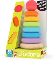 Aros arcoíris en varilla – juguete educativo de madera para los más pequeños