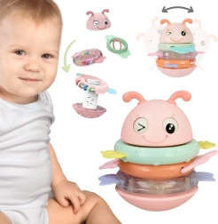 Woopie juguete sensorial 2 en 1 adorable abeja – pelota sonajero basculante y mordedor, rosa