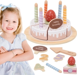 Viga pastel de cumpleaños de madera para cortar