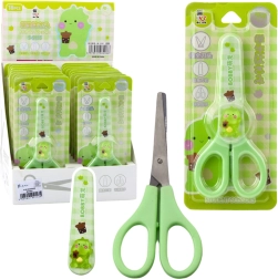 Tijeras infantiles verdes con funda protectora 14 cm