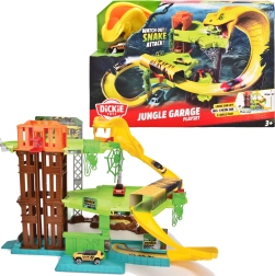 Dickie Toys ataque de serpiente jungla de 3 niveles – pista de carreras con plataforma elevadora y cochecito