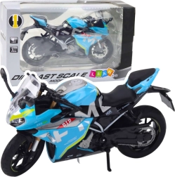 Motocicleta deportiva metálica 1:12 con luces y sonidos – azul
