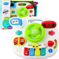 Mesa educativa interactiva con volante 2 en 1 con luces y sonidos