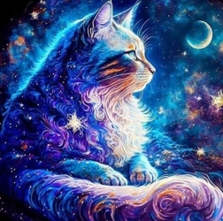 Pintura de diamantes Gato espacial 30x40 cm