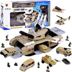 Tanque militar garaje con set de vehículos y soldaditos
