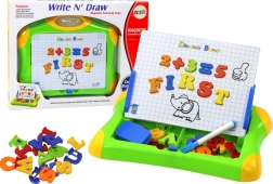 Pizarra educativa magnética con letras y números