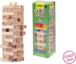 Torre de madera con números, 54 piezas