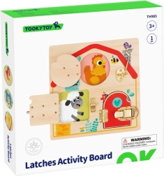 Tabla de actividades de madera con cerraduras