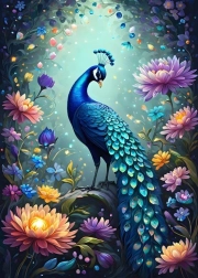 Puzzle Flores y pavo real 500 piezas