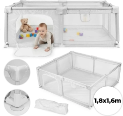 Parque infantil 180 × 160 cm gris con bolsa de viaje ECOTOYS