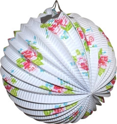 Farolillo redondo blanco con estampado floral 25 cm