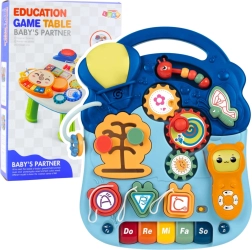 Mesa educativa interactiva 6 en 1 con luces y sonidos, en tonos pastel