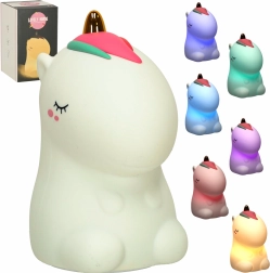 Lámpara nocturna táctil de silicona para niños unicornio RGB, blanca