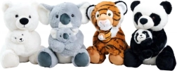 Peluches de animales salvajes con cría 28 cm – panda, koala, tigre o oso polar
